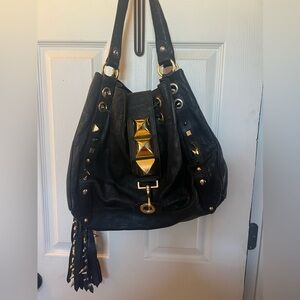 Mulberry x Giles Black Leather Spike Studded Shoulder Bag